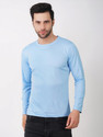 KASPY Solid Men Round Neck Light Blue