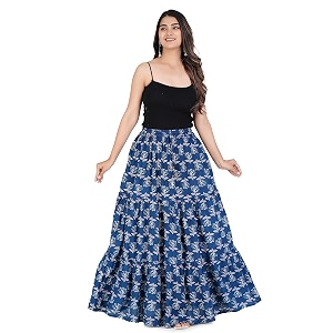 Printed Cotton Women Wear Long Skirt Length