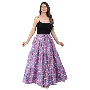 Printed Cotton Women Wear Long Skirt Length