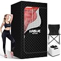 KASUE Portable Infrared Sauna, Steam Sauna Box with XL Steamer, 5-Layer Waterproof &amp; Heat Insulation for Relaxation, Detoxification, Muscle Pain Relief Indoor &amp; Outdoor(Obsidian Black)