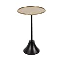 Kate and Laurel Sanzo Modern Pedestal Round Side Table, 15 x 15 x 24, Antique Brass and Black, Circle End Table with Metal Tabletop for Use as Indoor Plant Stand or Bedroom Nightstand