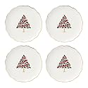 kate spade new york Evergreen Christmas Tidbit Plates, Dessert Set for 4