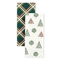kate spade new york Holiday Confetti & Acrobat Plaid Holiday Kitchen Towels 2-Pack Set, 100% Cotton with Metallic Print, Lint-Free & Absorbant, Cream/Green, 17"x28"
