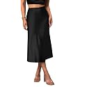 KATECLO Womens Satin Midi Skirt High Waist