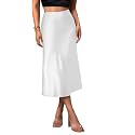 KATECLO Womens Satin Midi Skirt High Waist