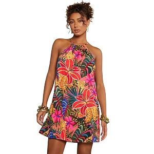 KATECLO Womens Summer Halter Neck Printed Mini