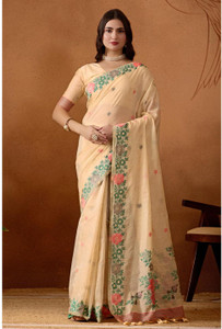 Kathavastra Printed Floral Print Chanderi Cotton Blend