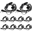 Kathfly 10 Pack Walkie Talkie Earpiece with Mic G Shape 2 Pin Headset Two Way Radio Earpiece Compatible with Baofeng Uv-5r Retevis Rt68 Rt21 Rt22 H-777 Bf-888s Pxton