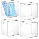 Kathfly 4 Pcs Acrylic Dispenser Wall Mount 6.9 x 6.7 x 5 Inch Beard Net Hair Net Holder Clear Acrylic Holder for Shoe Cover Glove