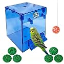 kathson Bird Bath for Cage,Hanging Parrot Bath Box Bathtub,Blue