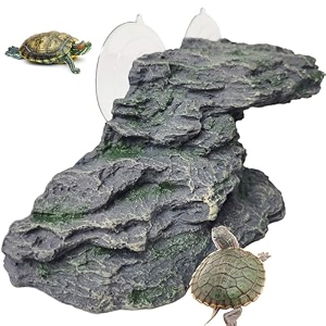 kathson turtle basking platform tortoise climbing ramp shale reptiles dock resting terrace stone aquarium ornament rock landscaping decoration for frogs newts medium size82lx33wx31h