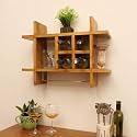 Katkaria Creations Teak Wood Bar Cabinet | Wall Mounted Bar Cabinet | Wooden Bar Cabinets for Home | Modern Wine Cellar | 1 Year Warranty
