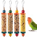 KATUMO 4PCS Bird Treats, Natural Parrots Sticks for Lovebird Conure Canary