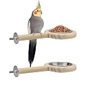 KATUMO Bird Perch Feeding Cup Birds Platform Parrot Wood Perch Stand Toy Cage Accessory for Parakeet Lovebird Cockatiel Conure Budgie Small Parrots (L Perch (Pack of 2))