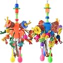 KATUMO Bird Toys, 2PCS Parakeet Foraging Shredder Hanging Toys with Sola Balls Sand Hammer, Parrot Ball Treats for Conure Mini Macaw Cockatiel Lovebird Small-Medium Birds
