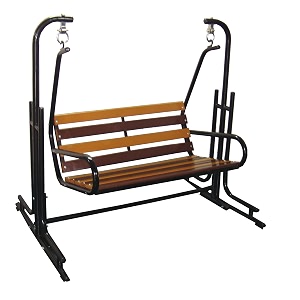 kaushalendra 2-seater indooroutdoor swing jhula with stand - 300 kg capacity wooden color seat iron swing frame 42 inch
