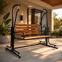 Kaushalendra 2-Seater Swing Jhula Indoor/Outdoor - Wooden Seat, 300 Kg Capacity with Iron Swing Frame (107 cm)