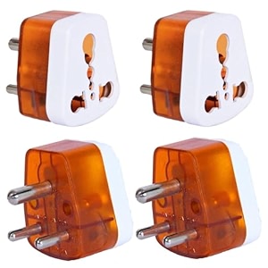 kavana 16amp converter plug for india pack of 4 6ampere to 16ampere 3-pin international socket for big size 16 a plug top use 16amp devices in 6amp socket for geysers ac refrigrator microwave
