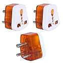 KAVANA 6a to 16a Converter Plug | 6 amp to 16 amp Converter Plug Useful for 16a Extension Board with16a Socket and 16 Ampere Top,for A/C,Refrigrator,etc,230 Volt AC.(Orange,3 Piece)