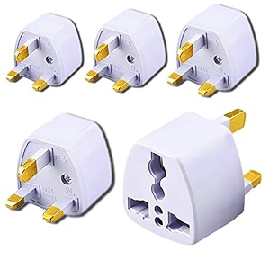 kavana 5 pcs india to uk adapter uae hong kong dubai adapter - perfect for laptop camera charger - type g travel adapter