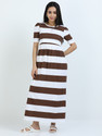 Kavee Fashion Women MaternityNursing Nighty Brown White
