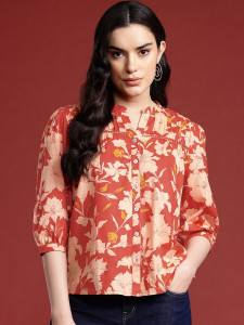 Kavisaa Casual Regular Sleeves Printed Women Multicolor
