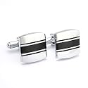 Kavove The Starlet Black &amp; Silver Cufflink For Men