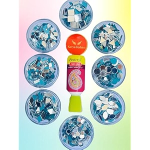 kavya fashion 8 shape mirror kit for jewellery makingother craft work like project amp lippan art mud work decoration total-800 pieces 100 piece of each shape free fabric glue combo of 8
