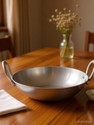 KAVYACRASH Aluminium Heavy Round Bottom Kadai Deep Frying Cooking for Kitchen Kadhai 30 cm diameter 3 L capacity (Stainless Steel)