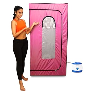 kawachi portable steam sauna bath for health and beauty  foldable detox spa with 15l steam generator  home use for weight loss skin glow stress relief amp relaxation pink