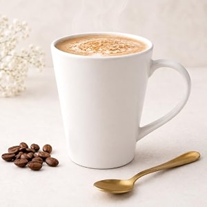 kawaii large stoneware coffee mug 350 ml white glossy finish