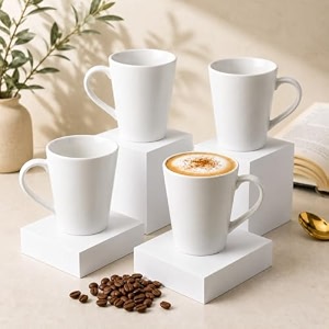 kawaii large stoneware coffee mug 350 ml white glossy finish
