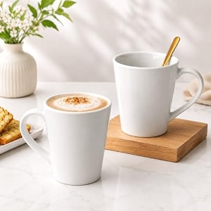 kawaii large stoneware coffee mug 350 ml white glossy finish