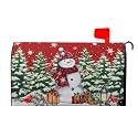 Kawani Christmas Snowman Mailbox Covers Magnetic Standard Size 21"x18" Merry Christmas Tree Mailbox Wraps Red Bird Snowflakes Post Letter Box for Holiday Outdoor Decoration