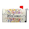 Kawani Spring Summer Floral Wreath Mailbox Covers Magnetic Large Size 25"X21" Farmhouse Spring Wildflowers Mailbox Cover Welcome Decoration Mailbox Post Letter Box Cover Wrap for Outdoor Gardern Yard