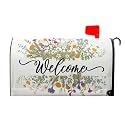 Kawani Spring Summer Wreath Welcome Mailbox Cover Magnetic Spring Wildflowers Mailbox Covers 18x21 Inch Seasonal Holiday Decorations Mailbox Cover Wraps Post Letter Box Cover for Home Garden Outside