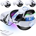 Kawaye VR Headset Strap for Meta Quest 3S/3/2, 6700mAh Hot-Swap Batery and Dock for Oculus Head Strap Extend 2-3Hrs, Compatible with PlayStation_4