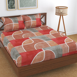 kawi polycotton double fitted elastic 200 tc printed 1 bedsheet with 2 pillow covers