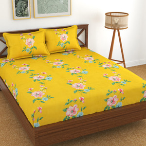 kawi polycotton double fitted elastic 200 tc printed 1 bedsheet with 2 pillow covers