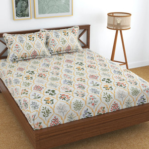 kawi polycotton double fitted elastic 200 tc printed 1 bedsheet with 2 pillow covers