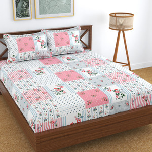 kawi polycotton double fitted elastic 200 tc printed 1 bedsheet with 2 pillow covers