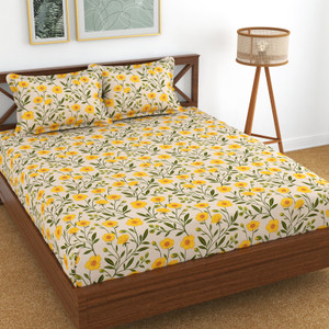 kawi polycotton double fitted elastic 200 tc printed 1 bedsheet with 2 pillow covers