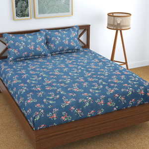 kawi polycotton double fitted elastic 200 tc printed 1 bedsheet with 2 pillow covers