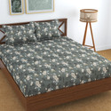 Kawi Polycotton Double Fitted (Elastic) 200 TC Printed 1 Bedsheet with 2 Pillow Covers