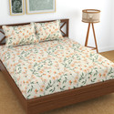 Kawi Polycotton Double Fitted (Elastic) 200 TC Printed 1 Bedsheet with 2 Pillow Covers