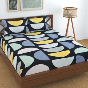 kawi polycotton queen fitted elastic 200 tc printed 1 bedsheet with 2 pillow covers