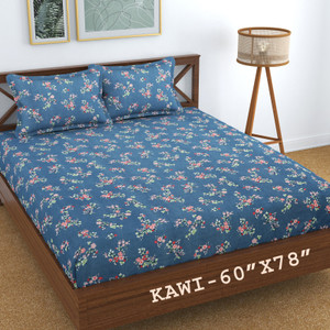 kawi polycotton queen fitted elastic 200 tc printed 1 bedsheet with 2 pillow covers