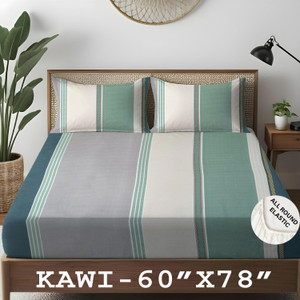 kawi polycotton queen fitted elastic 200 tc printed 1 bedsheet with 2 pillow covers