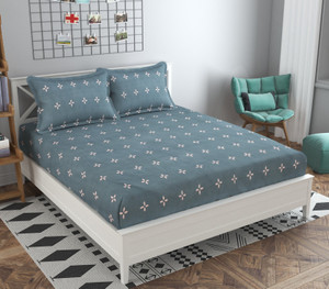 kawi polycotton queen fitted elastic 200 tc printed 1 bedsheet with 2 pillow covers