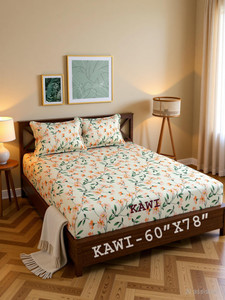 kawi polycotton queen fitted elastic 200 tc printed 1 bedsheet with 2 pillow covers
